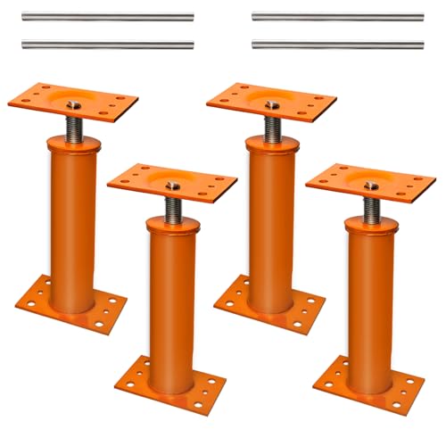 House Jacks, 11"-17" Adjustable House Jack Post Basement Floor Jack, Floor Joist Jack Steel Telescoping Jacks, Heavy Duty House Floor Jacks for Llifting and Leveling Permanent - color: Orange, size: 4PC（11"-17")
