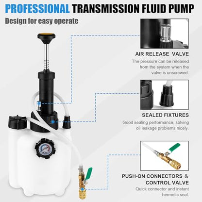 BetyBedy 3L Transmission Fluid Pump Kit, Fluid Transfer Pump with 13PCS ATF Adapters, Manual Transmission Oil Pump for Automotive Oil Filling System, Manual ATF Fluid Transfer Pump for Oil