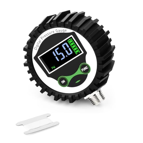 MEANLIN MEASURE Digital Vacuum Pressure Gauge -15-15 PSI, 1/4" NPT Lower Mount Pressure Gauge with Rubber Protective Cover, Suitable for Pneumatic System - size: -15-15 PSI