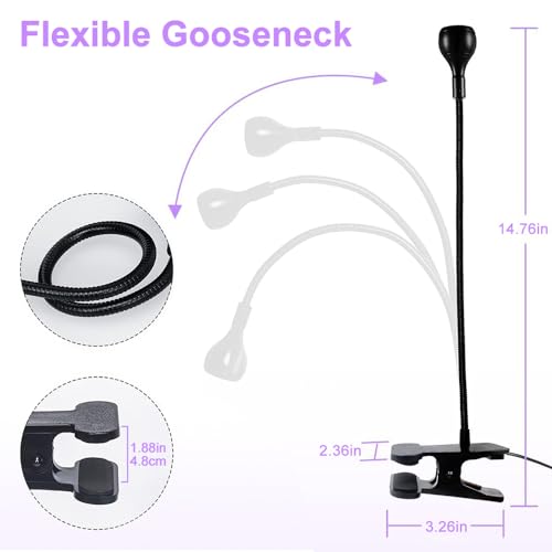 UV LED Lamp, 3W Portable Clamp Desk Lamp for Gel Nails, Mobile Repair, Rose - color: Rose