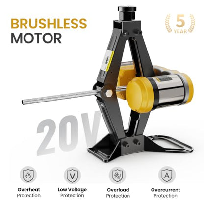 Dual Power Electric Car Jack Compatible with Dewalt 20V MAX Battery | w/ 4.0Ah Battery & 12V DC Backup, 1 Ton, 5.5-15.7in Lifting Range, Heavy Duty Steel Cordless Jack for Emergency Tire Change