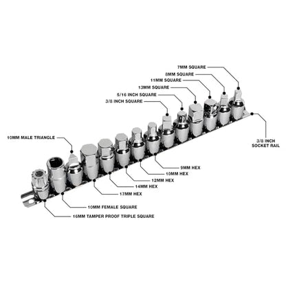 Performance Tool W54287 15-Piece Drain Plug Socket Set With 11mm & 13mm Square Drive For Subaru Differentials, Silver - style: 15pc Drain Plug Socket Set