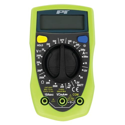 Performance Tool W2969 Compact Digital Multimeters , Electronic Amp Volt Ohm Voltage Meter/Multimeter with Diode and Continuity Tester, Backlight LCD Display (Green)