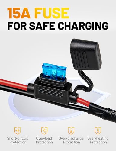 Oyviny 3Pack 6FT SAE Battery Connector Extension Cable with 15A Fuse, 16AWG UL Certified SAE to O Ring Terminal Quick Disconnect Harness for Battery Maintainer Trickle Charge Motorcycle Solar Panel - size: 16AWG 6FT-3PCS