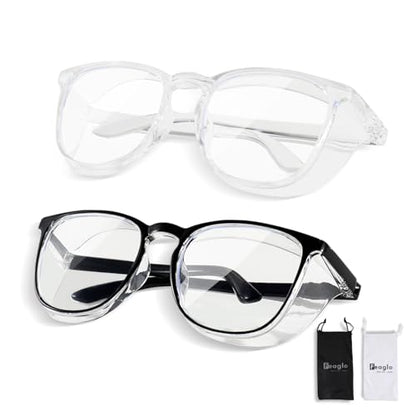 Feaglo Safety Glasses, Anti Fog Safety Goggles for Women Men, Blue Light Blocking Stylish Eye Protection Glasses Side Shield - color: Transparent+black