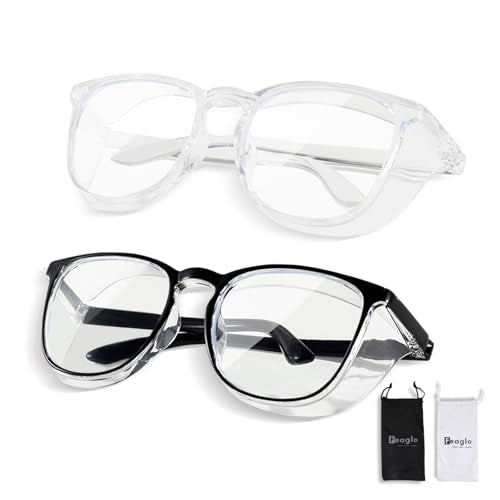 Feaglo Safety Glasses, Anti Fog Safety Goggles for Women Men, Blue Light Blocking Stylish Eye Protection Glasses Side Shield - color: Transparent+black