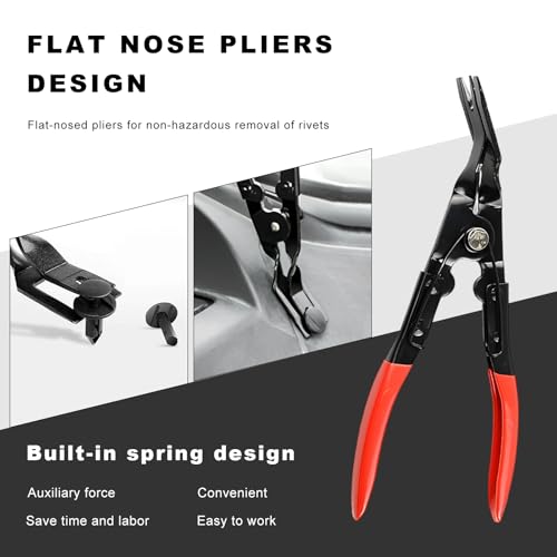 3PCS Car Clip Removal Tool, Auto Trim Upholstery Pry Tool Kit Fastener Rivet Remover with Storage Bag, Door Panel Clip Pliers Set Dashboard Repair Tools for Sedan Truck SUV (Red) - color: Red
