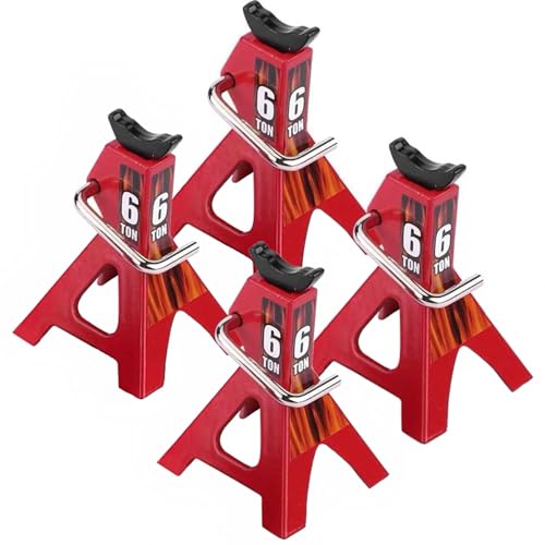 RC Jack Stands，Metal Adjustable 6 Ton Simulation mini Jack Stands for TRX-4 Axial SCX10 Wraith Tamiya CC01 RC4WD D90 1/10 RC Crawler Truck（Red