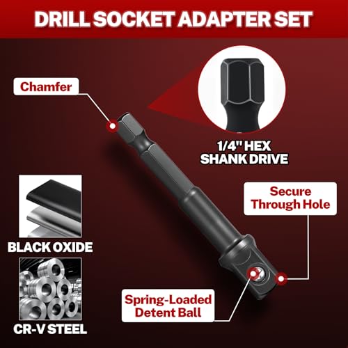 BILITOOLS 17-Piece Impact Socket Adapter Set with U-Joints & Reducers | Cr-V Adapters, Cr-Mo Joints. Black Phosphate, Corrosion Resistant. Spring Detent Lock. 1/4 3/8 1/2 inch Drive, EVA Foam Tray