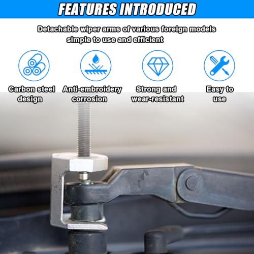 Car Wiper Arm Removal Tool, Steel Windshield Wiper Arm Puller with Adjustable Knob, Universal Automotive Quick Disassembly Hand Tool Accessories for Car SUV Truck (2PCS) - size: 2PCS