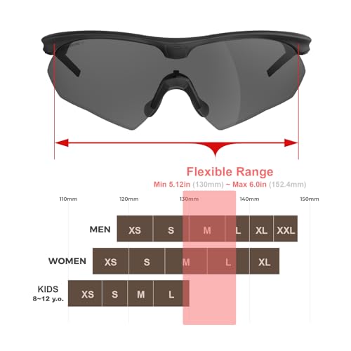 HTS HUNTERSKY S53 Anti Fog Tactical Shooting Range Safety Glasses ANSI Z87.1 Ballistic Eye Protection Hunting Airsoft Riding - color: S53 Black / Smoke