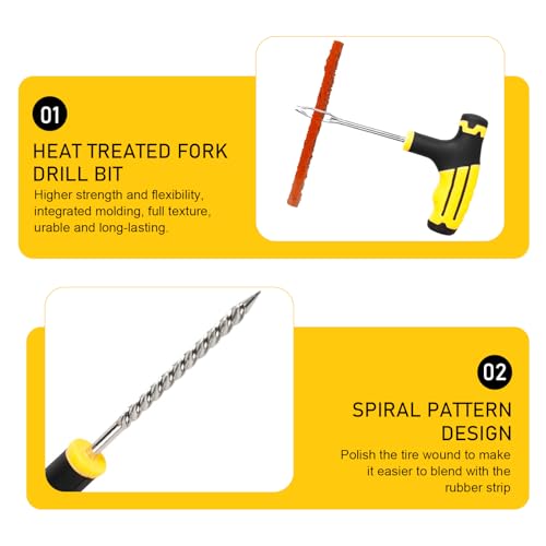 22 PCS Vacuum Tire Repair Tool Kit, DIY Tire Patching Set with Tire Repair Strips and Tools, Universal Tire Repair Kit for Car, Motorcycle Bicycle Tire Emergencies - size: 22 PCS