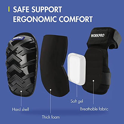 WORKPRO Knee Pads for Work, Ergonomic Gel Knee Pads Protector with Thick Foam Cushion, Heavy Duty Anti-slip Kneepads for Construction Flooring and Gardening - style: Strap