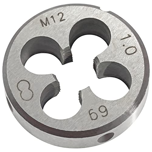 M12 x 1.0 Metric Tap and Die Set, M12 X 1.0mm HSS Machine Thread Tap and M12 X 1mm Alloy Tool Steel Round Thread Die Right Hand - size: M12x1mm