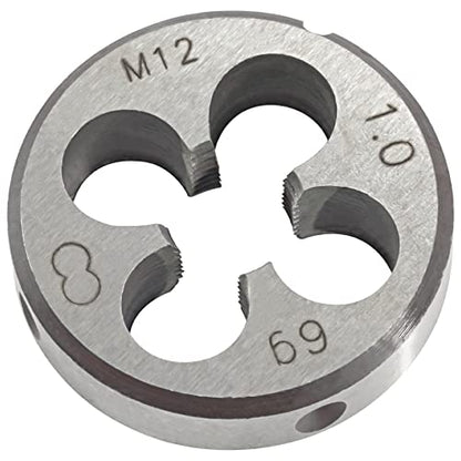 M12 x 1.0 Metric Tap and Die Set, M12 X 1.0mm HSS Machine Thread Tap and M12 X 1mm Alloy Tool Steel Round Thread Die Right Hand - size: M12x1mm