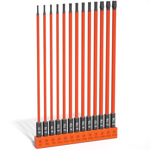 XOOL 13-Piece Long Torx Security Bit Set, 6-Inch (150mm), TT7–TT40, Magnetic S2 Steel, 1/4" Hex Shank, CNC Precision Tips for Impact Drivers - style: Torx Security