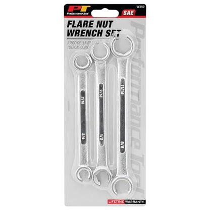 Performance Tool W350 Sae Flare Nut Wrench Set, 3-Piece - size: 3pc SAE Flare Nut Wrench Set