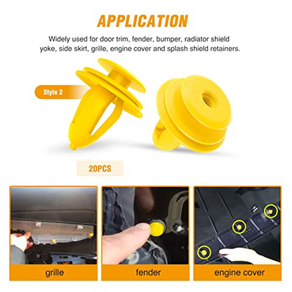 GOOACC 120PCS Car Bumper Retainer Clips & Fasteners Rivet Kit 6.5mm 8mm 9mm 9.5mm 11mm for Toyota Dashboard Panel Front Fender Lining Front Bumper Door Trim Panel, with 1PC Fastener Remover (GRC-151) - color: 120 Clips + Remover