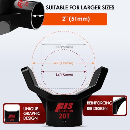 Bottle Jack Adapter Set, 20T + 4T/12T Sleeves, Fits 2" & Smaller Saddle | 20T base with 4T/12T sleeves. Anti-slip, stable. Fits 2" & smaller saddle, 3/4" round & 3" square axles. For RV, trailer, ATV - color: Black-With two jack adapters