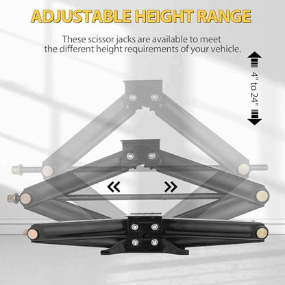 RV Scissor Jack Stabilizer 6500lb Heavy Duty 24" RV Trailer Stabilizer Leveling Scissor Jack for RV Camper with Crank Handle - 4Pack - size: 24’‘ 4pc