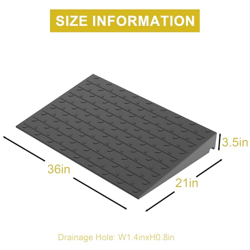 OrangeStar Heavy Duty 3.5" Rise Rubber Threshold Ramp | Wheelchair & Scooter Ramp with Cord Channel, Non-Slip Angled Entry for Doorways, Steps & Garages (Black, 36" Length) - size: 3.5in