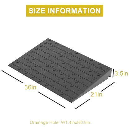 OrangeStar Heavy Duty 3.5" Rise Rubber Threshold Ramp | Wheelchair & Scooter Ramp with Cord Channel, Non-Slip Angled Entry for Doorways, Steps & Garages (Black, 36" Length) - size: 3.5in