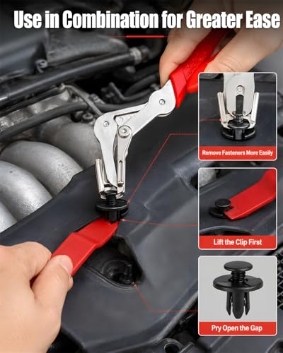Car Clip Pliers Removal Tool Kit, Automotive Trim Removal Tools with Panel Pry Set, Fastener Clip Remover, 8mm Expansion Screws, Screwdriver, Interior Door Panel Repair Tool Kit