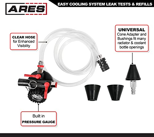 ARES 15027 Coolant Funnel Kit, Tests for Leaks, Refills Fast | Works with most radiator and coolant bottlenecks.
