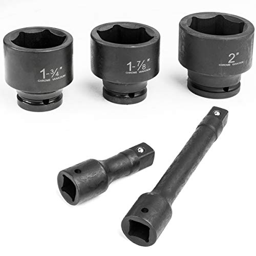 Stark USA 21-Pieces 3/4" Drive Deep Impact Socket Set Sliding T-Bar Master SAE Adapter, Ratchet, Extension Bars (3/4" - 2" inch) Large Vehicle & Equipment Maintenance