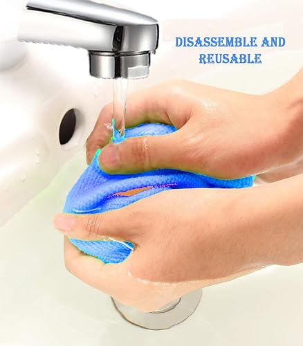 Car Windshield Cleaner Tool with Reusable Microfiber Pads Extendable Handle(1, Blue) - color: Blue