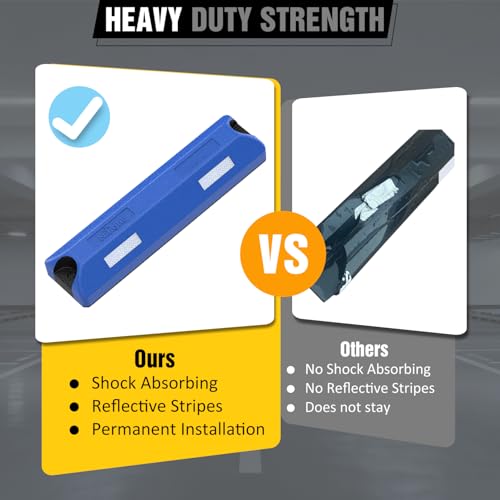 Nilight Rubber Parking Curbs 2 Pack - Heavy Duty 22 Inch Garage Wheel Stops Parking aid Block for Driveway & Parking Lot, Blue - size: 22" Blue