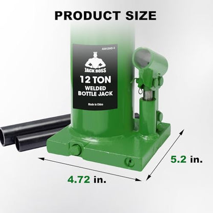 Jack Boss Bottle Jack 12 Ton (24,000 LBs) Hydraulic Car Jack, Fit for Auto Truck Repair and House Lift, Green - color: Green, size: 12 TON