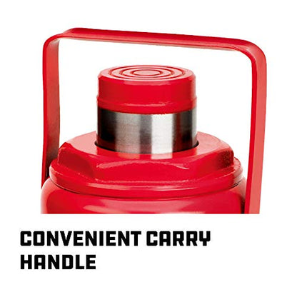 Powerbuilt Bottle Jack, 30 Ton Capacity, Heavy Duty 60000 Pounds Hydraulic Vehicle Lift with Stable Base - Red 647505 - size: 30 Ton