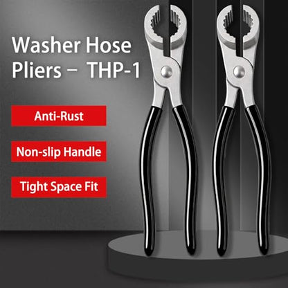 Washer Hose Pliers THP-1 – Zinc Alloy Hose Clamp Tool for Washing Machine Inlet/Outlet Hoses – BLACK Handle Replacement for 20001120 - color: Black