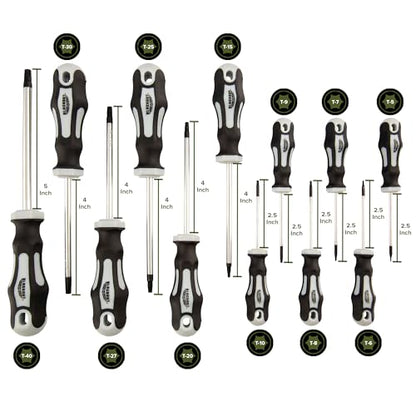 Blackout XP 12-Piece Torx Screwdriver Set Plus Zippered Carrying Bag | Precision Magnetic Screwdriver Tool Set, Black (12 Piece)