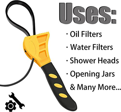 Oil Filter Wrench Set, Strap Wrench Set Universal Rubber Strap Wrench Pipe Wrench, Rubber Strap Wrenches Used by Mechanics, Plumbers, Jar Opener