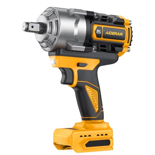 Impact Wrench for DeWalt Battery, 1328Ft-Lbs (1800N.m) Impact Driver, 1/2" Impact Gun 3-Speed High Torque Power Tool for Tire Removal, Rusted Bolts, Heavy Equipment(No Battery) - color: Yellow+1328ft-lbs(bare Tool)