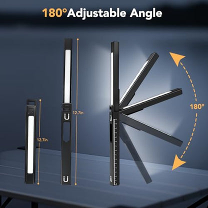 Rechargeable Work Light, LED Pen Work Light with 180° Rotate Foldable Design, Portable Work Lights Magnetic Back and Hook Work Flashlight for Car Repairing, 4 Lighting Modes, USB C Cable, Pack of 1