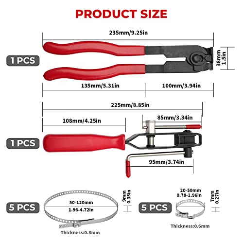 12 PCS For Auto/ATV Joint Axle Boot Clamp Pliers Tool with CV Clamps Kit - size: CV Joint Boot Clamp Pliers Kit with 10 Crimp Bands