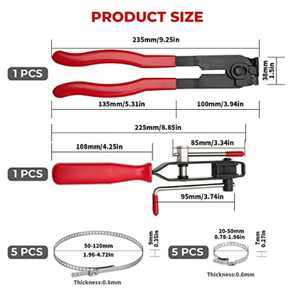 12 PCS For Auto/ATV Joint Axle Boot Clamp Pliers Tool with CV Clamps Kit - size: CV Joint Boot Clamp Pliers Kit with 10 Crimp Bands