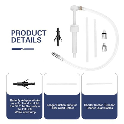 Transmission Fluid Pump Kit, 8cc Oil Suction Pump Kit, Differential Fluid Pump with 3/8 Inches Swivel & 8mm 10mm Adapters, Fluid Pump for Standard Quart Bottles for Most Cars (White)