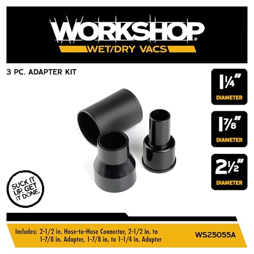 WORKSHOP Wet/Dry Vacs WS25055A 3-Piece Adapter Shop Vacuum Attachment Kit