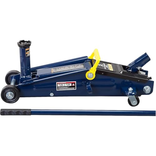 3 Ton (6,000 lbs) Low Profile Heavy Duty Steel Hydraulic Floor Jack with Single Piston Pump, Lifting Range 5-11/16" to 21", for Car, SUV and Truck, Blue - color: blue