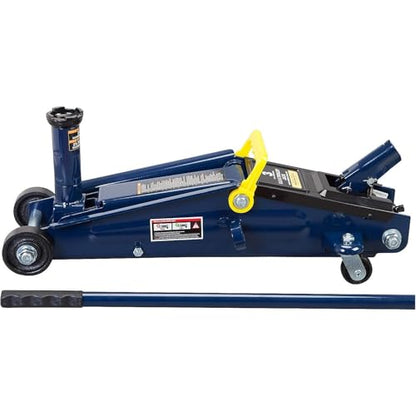 3 Ton (6,000 lbs) Low Profile Heavy Duty Steel Hydraulic Floor Jack with Single Piston Pump, Lifting Range 5-11/16" to 21", for Car, SUV and Truck, Blue - color: blue