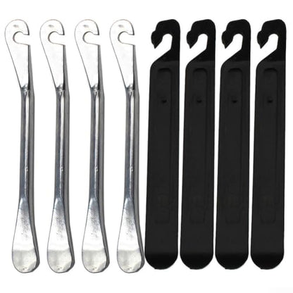 FABULETTA Bike Tire Levers Set, 8-Pack Heavy dutys Steel and ABS Pry Tools for Road Mountain E-Bike, 150mm Strong Removal Spoons for Easy Tire Change, Black Silver