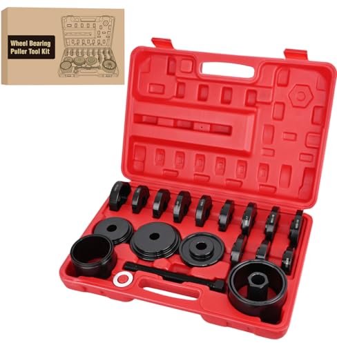 GOOACC Wheel Bearing Removal Tool Kit, 23PCS Wheel Bearing Press Kit for Front Wheel Drive Bearing Removal & Installation Universal Hub Bushing Press Sleeves Puller Tool Set with Sliding Screws, Red - color: 23pc Wheel Bearing Removal Red