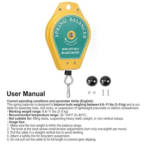 QWORK Spring Balancer, 2 Pack 6.6lbs - 11lbs Bearing Retractable Tool Fixture Holder for Assembly-line - size: 6.6lbs - 11lbs