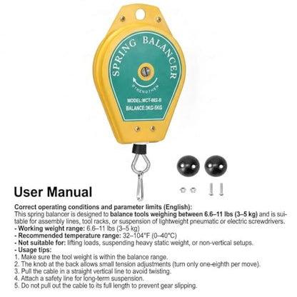 QWORK Spring Balancer, 2 Pack 6.6lbs - 11lbs Bearing Retractable Tool Fixture Holder for Assembly-line - size: 6.6lbs - 11lbs