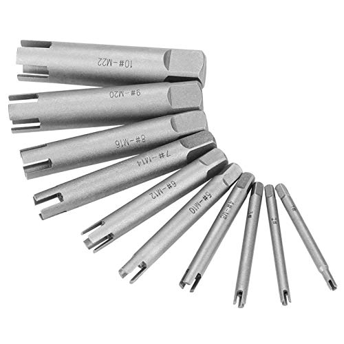 10Pcs/Set Steel Broken Head Taps Stripped Screw Remover Kit Tap Extractor Set (#C 656g/23.1oz)