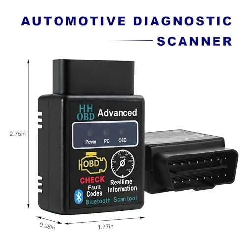 Bluetooth OBD2 Scanner for Car, Wireless OBDII Code Reader Auto Engine Fault Diagnosis Tester, Professional OBD2 Bluetooth Scan Tool Vehicle Interface Adapter for Phone and PC